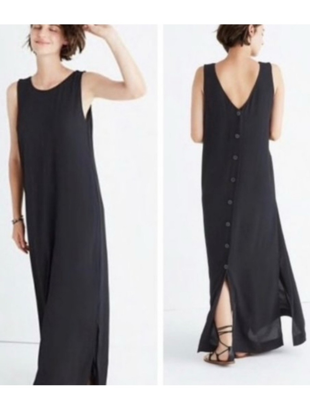 Madewell Black Maxi Dress with Button-Back Detail - size small